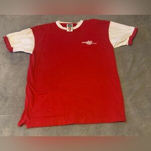 Arsenal FC Retro Shirt Score Draw Official Cannon Logo Red White Short Sleeve M